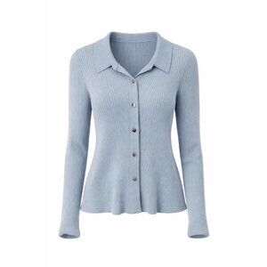 White House Black Market size XL Blue ribbed button-front Sweater Cardigan